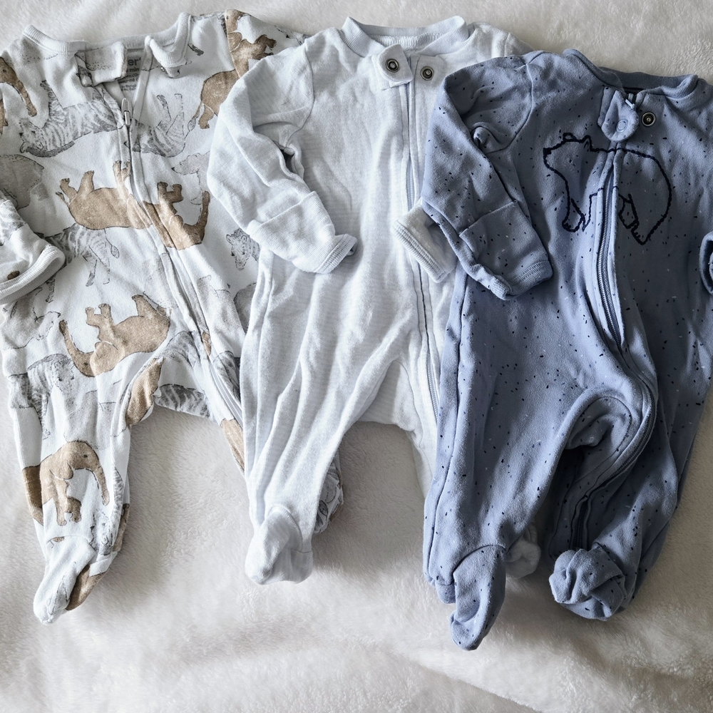 Carter's Blue and White Footies One Piece Set
